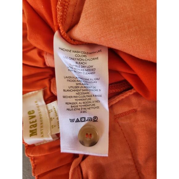 NWOT Anthropologie Maeve Slouchy Wide-Leg Trousers Size 0 Bright Orange #8D401 - Picture 12 of 13